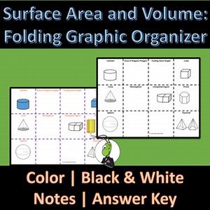 Surface Area and Volume Folding Graphic Organizer Geometry