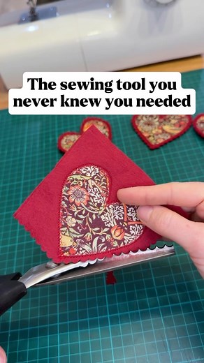 You think you’ve got all the tools—until these show up. Scalloped pinking shears add the prettiest finish and I’m obsessed! Perfect for hemming, trimming, and giving your projects that extra touch. They come in lots of different sizes, I purchased the 7mm scalloped edge off Amazon and love them! The shape works great on felt to keep the nice sharp edge - I’m using 2mm felt here which has been interfaced for sturdiness. When moving on to your next cut, be sure to line your scissors up with the pr