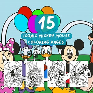 Mickey Mouse Coloring Pages: Fun Cartoon Activity, 15 Printable Designs (PDF) - Etsy