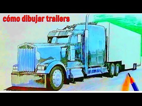 HOW TO DRAW A TRAILER. DRAWINGS OF TRUCKS. HOW TO DRAW A TRUCK