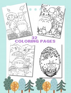 32 PRINTABLE Coloring Page, Bundle, Studio Ghibli Totoro, JPG PDF Printable, Gift, Kids, Digital Art - Etsy