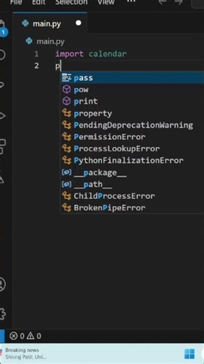 Print Calendar Using Python 🐍 | Beginner Code #Shorts | ICNT Coding Gyan