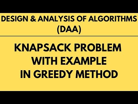 Knapsack Problem with Example using Greedy Method |L-25||DAA|