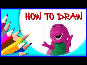 How to Draw Barney Cartoon Character - Mascot character