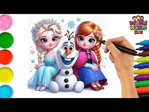 How to Draw Elsa, Anna, and Olaf – Frozen Characters Drawing for Kids