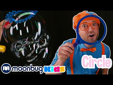 BLIPPI Learns Shapes and How To Make Big Bubbles | Moonbug Kids Play and Learn