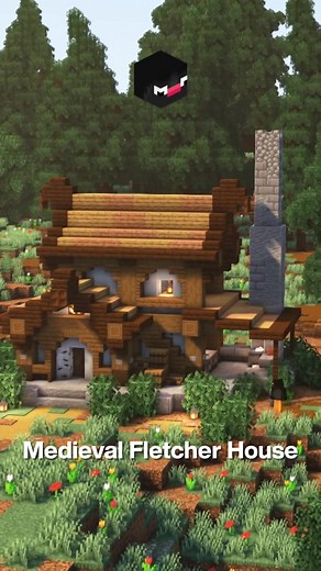 A small medieval house for the fletcher. Hope the villager likes it! 🫶 #minecraft #howtobuild #reimiho #shorts