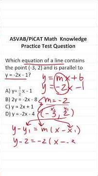 Equations of Lines: ASVAB/PiCAT Math Knowledge Practice Test Question #acetheasvab #grammarhero