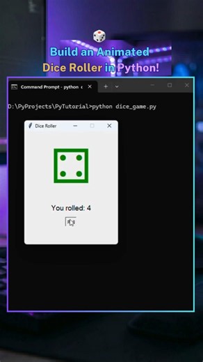 Build a Dice Roller in Python 🎲 | Tkinter GUI #python #coding #tkinter #pythonprojects #pythonshorts