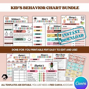 Canva Editable Kids Behavior Charts, Acts of Kindness Calendar, Warning Chart, Behavior Tracker, Consequence Chart, Mom Bucks and More PDF - Etsy