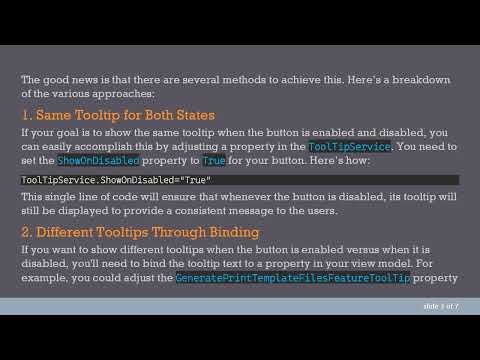 Adding a Tooltip to a Button for Enable/Disable State in WPF