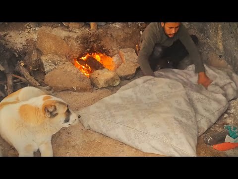 Easy Shelter Construction With Tarpaulin Tent - Bushcraft Survival Camping, Fireplace