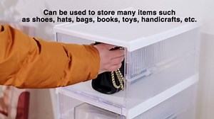 Shoe Boxes Clear Plastic Stackable, Shoe Storage Organizer Boxes Easy Installation All in One Shoe Box with Doors 6 Tier Foldable Shoe Box Space Saving for Closet Entryway Containers Bins