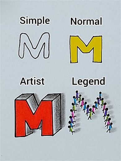 Easy 3D Letter 'M' Drawing Tutorial