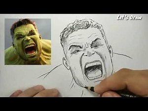 ASMR drawing / sketching HULK . so satisfying , how to draw hulk avengers