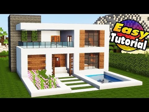Minecraft: Easy Modern House Tutorial + Interior - How to Build a House in Minecraft