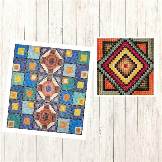 Mid-century Modern Geometric Cross Stitch Pattern Set (PDF) - Etsy