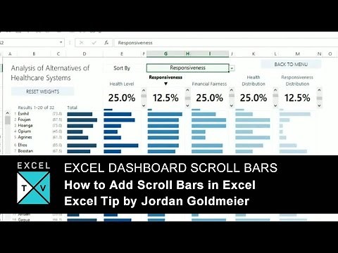 Excel Dashboard Scroll Bars - How to add scroll bars in Excel