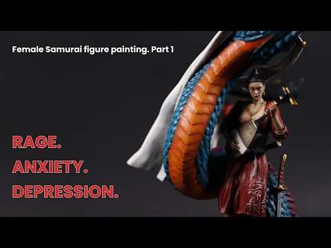 Samurai Miniature Painting Tutorial. STL Woman Warrior Figure Painting.