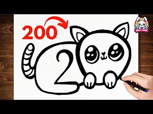 Draw a Cat with Number 200! | DrawWithBunny