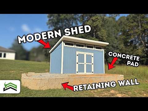 Mega DIY Shed Build | Retaining Wall + Concrete Pad + Full 12x16 Modern Shed