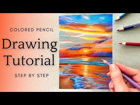 How to Draw an Ocean Sunset with Colored Pencils | Step by Step Tutorial