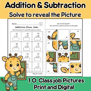 2-Digit Addition & Subtraction Worksheets to 100| Cut and Paste, Print & Digital