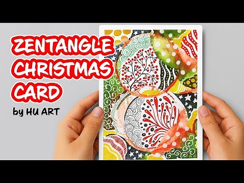 Christmas Card Zentangle 🎅 | Red, Green & Black Watercolor Zentangle