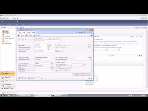 Setting up a Checkbook in GP
