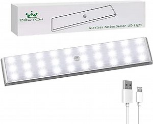 Homelife Led Bars Motion Sensor Lights, 30-LED Closet Lighting, Under Cabinet Rechargeable Lights, Stick-on Magnetic Motion Sensor Light Indoor for Closet, Kitchen, Stairway