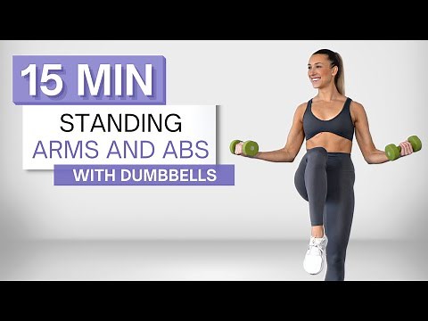 15 min STANDING ARMS AND ABS WORKOUT | With Dumbbells | Upper Body | No Repeats