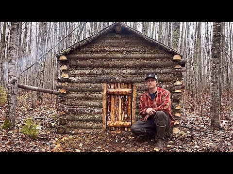 Building A Wilderness Log Cabin By Hand Using Forest Materials: Start To Finish