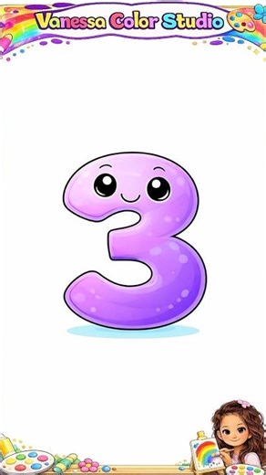 Coloring the Number 3 💜 | Learn Numbers for Kids