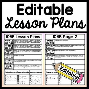 Daily Schedule Template Editable -2 Pages {Lesson Plan Templates}