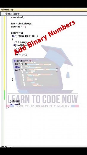 Addition of Binary Numbers | Add Binary Numbers C++ | #shorts #youtubeshorts
