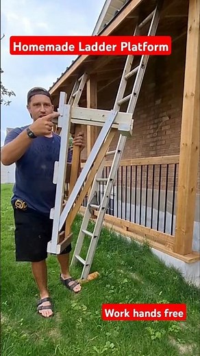 Homemade ladder platform to work from that attaches anywhere onto a ladder #tools #diy #ladder #tips