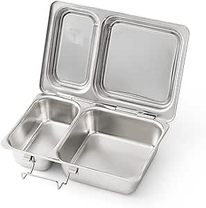 PlanetBox Shuttle Stainless Shuttle Bento Box Style Lunch Box for Kids with 2 Compartments – Durable, Dishwasher Safe & BPA-Free Food Container
