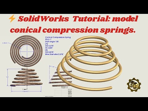 ⚡ #solidworks Tutorial: model conical compression springs.