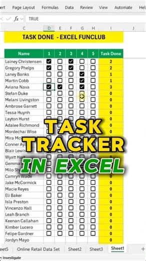 Excel Checkbox Task Tracker #exceltutorial #excel365