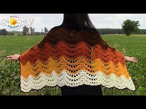 Autumn Moon Wrap - Beautiful Crochet Feather & Fan Stitch Pattern