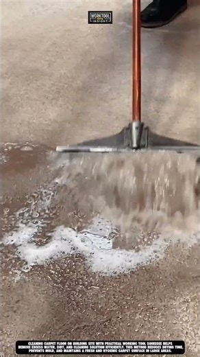 Best Cleaning carpet floor on building site with practical working tool squeegee