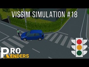 Vissim Simulation #18 - Simple intersection with pedestrian crossing