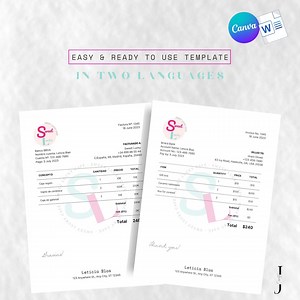 Modèle de facture | Facture client moderne | Facture professionnelle modifiable | Facture PDF | Canva | Word - Etsy France