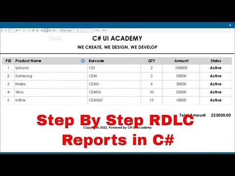 How to Create RDLC reports in C# with MS SQL Server