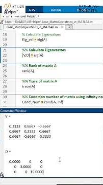 Perform basic matrix operations in MATLAB #Shorts