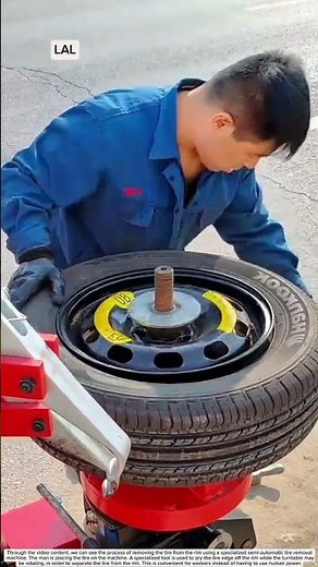 Remove the tire from the rim using a specialized semi-automatic tire remover.