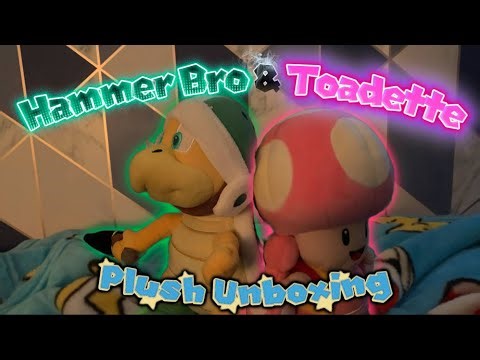 Super Mario Sanei All Star Hammer Bro and Toadette Plush Unboxing