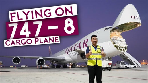 Flying on Qatar Airways B747-8 cargo plane