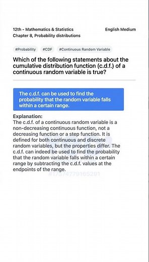 Understanding CDF in Probability Distributions 12th Math Statistics