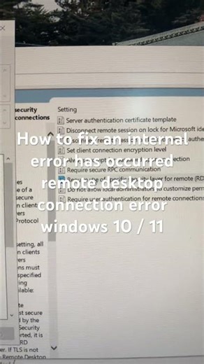 How to fix an internal error has occurred remote desktop connection error windows 10 / 11
